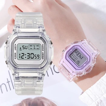 Noua Moda Transparent Ceas Digital Pătrat Femei Ceasuri Sport Electronic Ceas Reloj Mujer Ceas Dropshipping 2022
