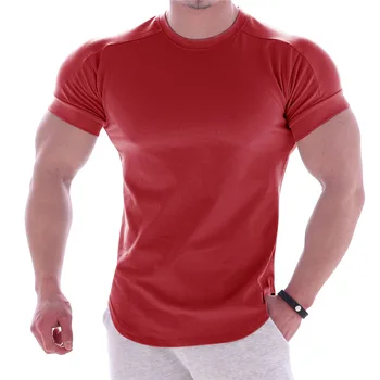 Nouă Bărbați T-shirt cu Maneci Scurte Musculare Fitness Casual Hip-Hop-Top de Bumbac de Vară de Moda de Bază T-shirt Imagine 0