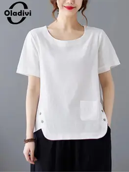 Oladivi Dimensiuni Mari, Femei De Îmbrăcăminte De Modă De Culoare Solidă Maneca Scurta Lenjerie De Bluze De Vară Nou Liber Casual Camasi Supradimensionate Sus 3477