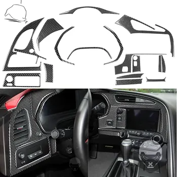 Pentru Chevrolet Corvette C7 2014-2019 Fibra de Carbon Vitezometrul de Bord Consola centrala Panou Autocolant de Interior 3D Accesorii Auto