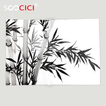 Personalizat Moale Din Fleece Pătură De Bambus Decor De Bambus, Arbore De Ilustrație Tradițională Chineză Stil De Caligrafie Cultura Asiatică Imagine 0