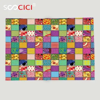 Personalizat Moale Din Fleece Pătură Decor Modern Mozaic Ca Design Indian Modern Paisley Artistică Mix Print Pătrate Imagine Imagine 0