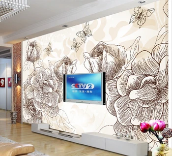 Personalizat Tapet 3D, de Mână-pictat lotus picturi murale pentru camera de zi, dormitor, TV perete de fundal de vinil papel de parede