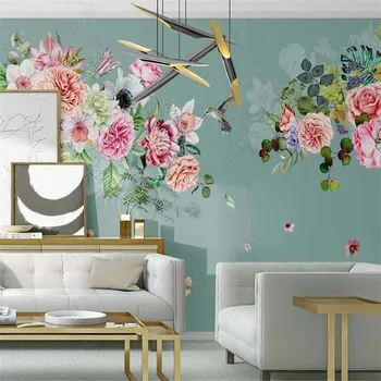 Personalizate Orice Dimensiune American Pastoral Flori și Păsări Floral Romantic Hârtie de Perete 3D Camera de zi Dormitor Decor Mural Wallpaper 3D