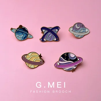 Planeta Brosa Drăguț cuplu Japonez prietenele sac insignă de metal pin accesorii haine rucsac bijuterii Medalie Imagine 0