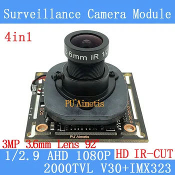 PU'Aimetis 2MP 1920*1080P AHD 4in1 CCTV aparat de Fotografiat Module 1/2.7 IMX323 2000TVL 3MP 3.6 mm 92degrees camera de supraveghere+ODS/Cablu BNC