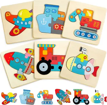 Puzzle din lemn pentru Copii mici 1-3 Forma de Animale Puzzle pentru copii Baby Puzzle Montessori Jucării de Învățare de Învățământ de Jucărie Cadou de Ziua de nastere