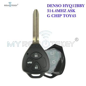 Remtekey DENSO HYQ12BBY cheie de la Distanță TOY43 3 buton pentru Toyota Camry, Corolla cheie de masina 2006 2007 2008 2009 2010+314.4 mhz+G cip