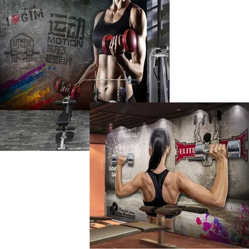 Retro de Perete de Ciment Tapet Personalizat Fata Sport Fitness Club Decor Fundal pentru Perete 3D Foto Hârtie de Perete de Gimnastică Industriale Decor Mural