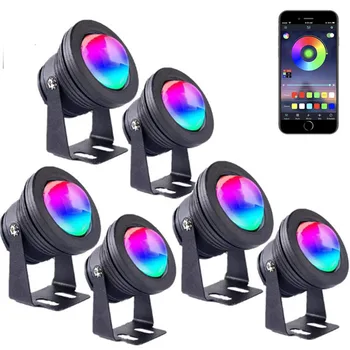 RGB APP Bluetooth Inteligent Lumina de Peisaj în aer liber, Grădină, Fântână, Piscină Iaz Reflectoarelor Impermeabil 10W RGB LED Lampi Subacvatice