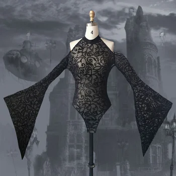 Rosetic Gotic Dantela Sexy Costume Femei Maneca Ars Salopete Negre 2023 Vara Pe Umăr Salopeta Scurta De Moda De Epocă Imagine 0