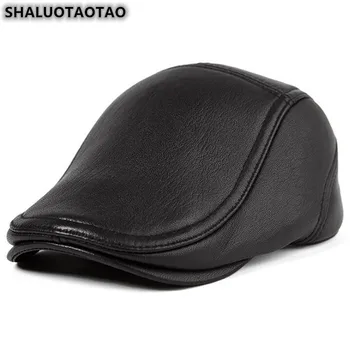 SHALUOTAOTAO Tendință din Piele Hat Pentru Barbati Toamna Iarna piele de Oaie de Calitate Berete Dimensiuni Reglabile Brand de Moda Snapback Cap Imagine 0