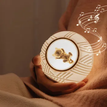 Silicon Lumina de Noapte USB Reîncărcabilă Creative Desene animate Pat Muzică Lumini Bedrrom Patul de Dormit Ochi de Îngrijire Nursing Lumina de Noapte