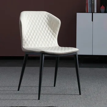 Simplu din fier forjat din piele de scaun de luat masa Nordic restaurant Italian minimalist spătarul moale sac din fier forjat, scaun Imagine 0