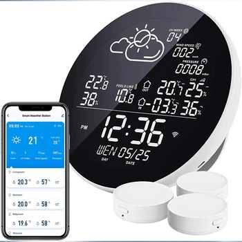 Smart Senzorul de Vreme Ceas Digital LCD Temperatura Umiditate Metru Calendar Multi-Funcția de Afișare Vreme Ceas