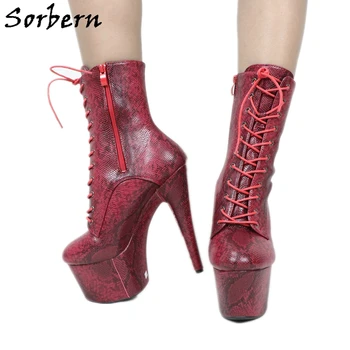 Sorbern 17Cm Python Stripteuză Cizme cu Toc Femei Pol de Dans Pantofi Platforma 15Cm, 20Cm 23Cm Tocuri inalte Cizme mai Multe Culori