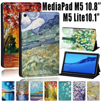 Tableta Caz pentru Huawei MediaPad M5 10.8 Inch/M5 Lite 10.1 Inch din Piele PU Stand husa carcasa de Protectie + Stylus