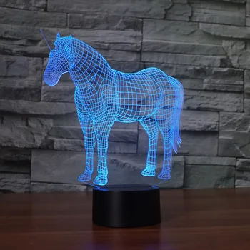 Unicorn 3D Lumini de Noapte cu LED-uri Colorate USB Touch Comutator Birou Acrilic Lampa de Masa Copii Dormitor Stereo Lampa Decor Acasă