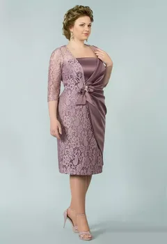 Vestido Novia Jumătate Mâneci Dantelă Ceai de Lungime Formale Moda Oaspete de Nunta 2022 a-Line Rochii de Mame