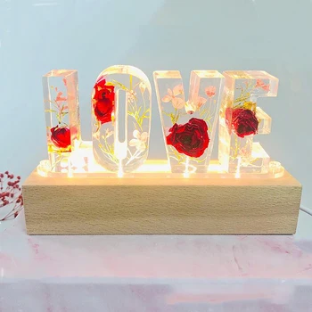Veșnică Floare de Alimentare USB Led Lumina de Noapte Scrisoare de DRAGOSTE a CONDUS Uscate Personalizate Florale de Trandafir Lampa de Nunta, Petrecere de Aniversare Decor
