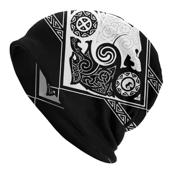Viking Nordic Mithology Capota Pălării Goth în aer liber Chelioși Căciuli Hat pentru Barbati Femei Tricotate Pălărie de Vară Cald cu Dublă utilizare Unisex Capace Imagine 0