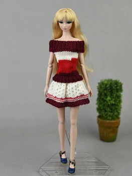 Vin Alb Tricotate Papusa Rochie Pentru Barbie Haine Țesute Haine de Iarnă Pulover Cald 1/6 BJD Papusi Accesorii Copii Jucarii si Cadouri DIY
