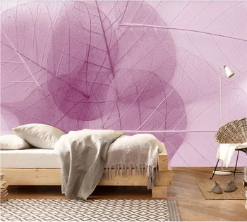 XUE SU tapet Personalizat 3D-8D murală minimalist modern, frumos, roz transparent frunze decor interior tablou de perete pânză
