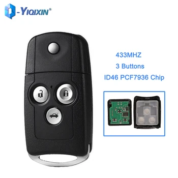 YIQIXIN 3 Butonul de 433MHZ Flip-Telecomanda Cheie Auto Pentru Honda Accord 2008-2012 Civic Vechi ID46 PCF7936 Chip de Pliere Control Inteligent Înlocui