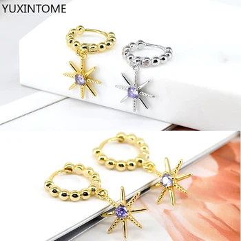YUXINTOME Argint 925 Ac Octogonal Star Diamond Cercei Pentru Femei de Moda coreeană femeiesc Picătură Cercei Bijuterii