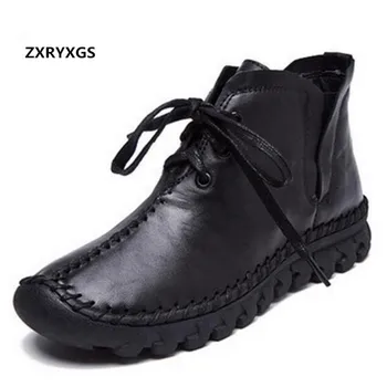 ZXRYXGS Brand cizme de Moda Casual Pantofi pentru Femeie Cizme Toamna Iarna Casual Adidas pentru femei Cizme pentru Femei de Vacă din Piele Pantofi Cizme de Zăpadă