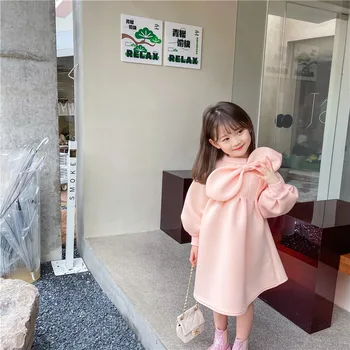 Îmbrăcăminte pentru copii 2022 de Îmbrăcăminte de Primăvară Stil coreean Fata Dulce Bowknot Rochie Lanternă Rochie Rochie