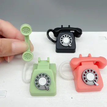 1: 12 Casă De Păpuși În Miniatură Simulat Retro Telefoanele Fixe Model De Mobilier Casă De Păpuși Decor Ambarcațiuni Copii Pretinde A Juca Jucărie Imagine 1