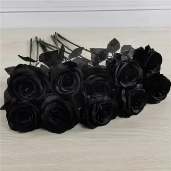 10buc Faux Crescut Veșnică de Simulare Mare de Relastic Negru Ornament de Flori pentru Acasă Decorare Nunta de interior Imagine 1