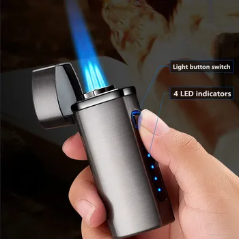 2022 Nou USB Vânt, Gaze Și energie Electrică Dublu Scop Directe Albastru Flacără de Foc de Ajustare Trabuc Iluminat Bărbați High-End Cadou Imagine 1