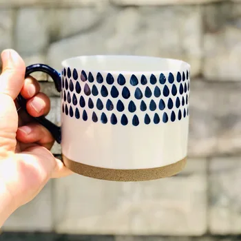 450ml Nordic Ins Albastru Acasă micul Dejun Cana de Cafea de Mare Capacitate Underglaze Pictat Manual Ceramice de Cafea fulgi de Ovăz cu Lapte Ceașcă de Ceai Imagine 1