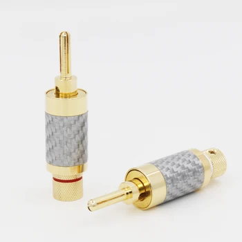 4buc Hifi audio Placat cu Aur de Fibra de Carbon, Difuzor de Sârmă de Cablu Extensie adaptor Banana Plug Conector 7mm Imagine 1