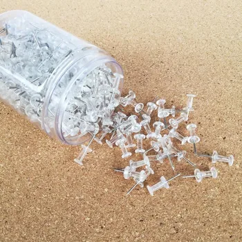 500 Buc Push Pins Piuneze pe Cap de Plastic Oțel Punct Durabil Anti-Rugina Re-utilizabile Creative culoare transparent în formă de cuie Imagine 1