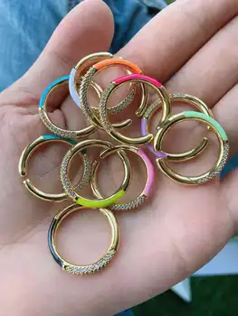 5Pcs calitate Top cristal cz micro pave plin de culoare inel cadou,design unic moda inel placat cu aur de bijuterii mai multe modele Imagine 1