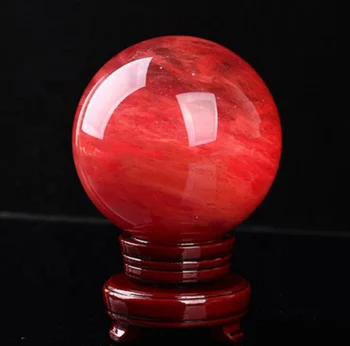 80mm Mare Roșu Natural de Topire Piatră Șlefuită Minge de Cristal de Cuarț Sfera Reiki de Vindecare Fengshui Acasă Decorare W/ Stand Cadou Imagine 1
