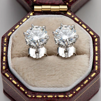 AINUOSHI Real 0.5/1 Carat Culoare D Moissanite Diamant Cercei Stud pentru Femei S925 Argint Spumante Moissanite Bijuterii Imagine 1
