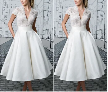 Alb Dantelă simplu V-gât lung și Mediu secțiunea Formale rochie de petrecere retro Elegant Halat de serată 2021 rochie Nouă Imagine 1