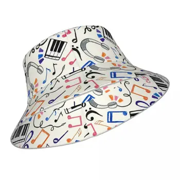 Buna Bate - Note Muzicale si Simboluri reflectorizante Găleată Pălărie Bărbați Femei Pălărie Găleată în aer liber protecție Solară Plajă Pălărie de Soare Drumeții, Pescuit Capac Imagine 1