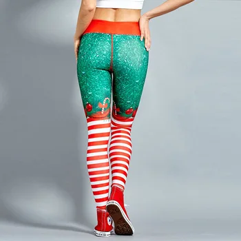 Crăciun de Imprimare de Îmbrăcăminte pentru Femei Jambiere Mujer de Gimnastică Yoga Pantaloni Glezna-Lungime Jambiere Pantaloni Sport Femei Femei de Fitness Push-Up Imagine 1