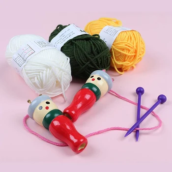 De VÂNZARE la CALD franceză Mașină de tricotat Instrument 2 Ambalaj, din Lemn de Tricotat Dolly Set Bobina Păpușă de Tricotat de Tricotat, război de Țesut Jucărie Pentru a Face Bratari, Etc Imagine 1