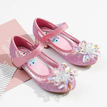 Disney princess pantofi de primăvară nouă sticlă de flori copilul singur pantofi fetita de dans pantofi rochie pulbere de aur pantofi de cristal Imagine 1