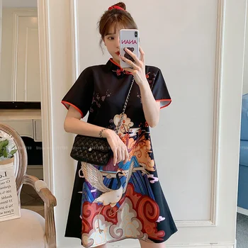 Femei Retro Qipao Rochie Stil Chinezesc Cheongsam Doamna De Moda Elegante, Rochii Mini Oriental Tradițional De Îmbrăcăminte De Epocă Vestidos Imagine 1