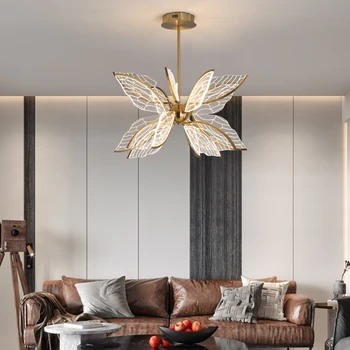 Fluture Modern Living Pandantiv cu LED-uri Lampă Nordic Simplu Dormitor Bucatarie Creative de Aur Placat cu Acrilice Aripa Candelabru Imagine 1