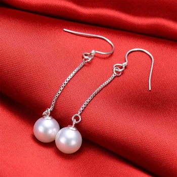 FUIHETYS Pearl Cercei Argint 925 Bijuterii coreeană Stil Lung Picătură Cercei Accesorii la Modă pentru Femei Petrecere de Nunta, Cadou de nunta Imagine 1