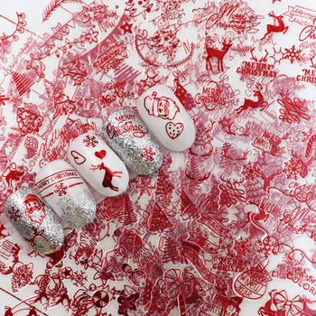 GAM-BELLE 1 Foaie de Unghii Autocolante de Crăciun Aur Roșu Fulg de nea Elan Santa Adeziv Flacără Autocolant DIY Decorare Arta de Unghii Decalcomanii Imagine 1