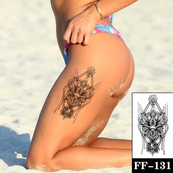 Geometrice FlowerTai Chi Frunze Impermeabil Tatuaj Temporar Autocolant Colier De Perle Negre Stil De Tatuaje Body Art Brațul Tatuaj Fals Imagine 1